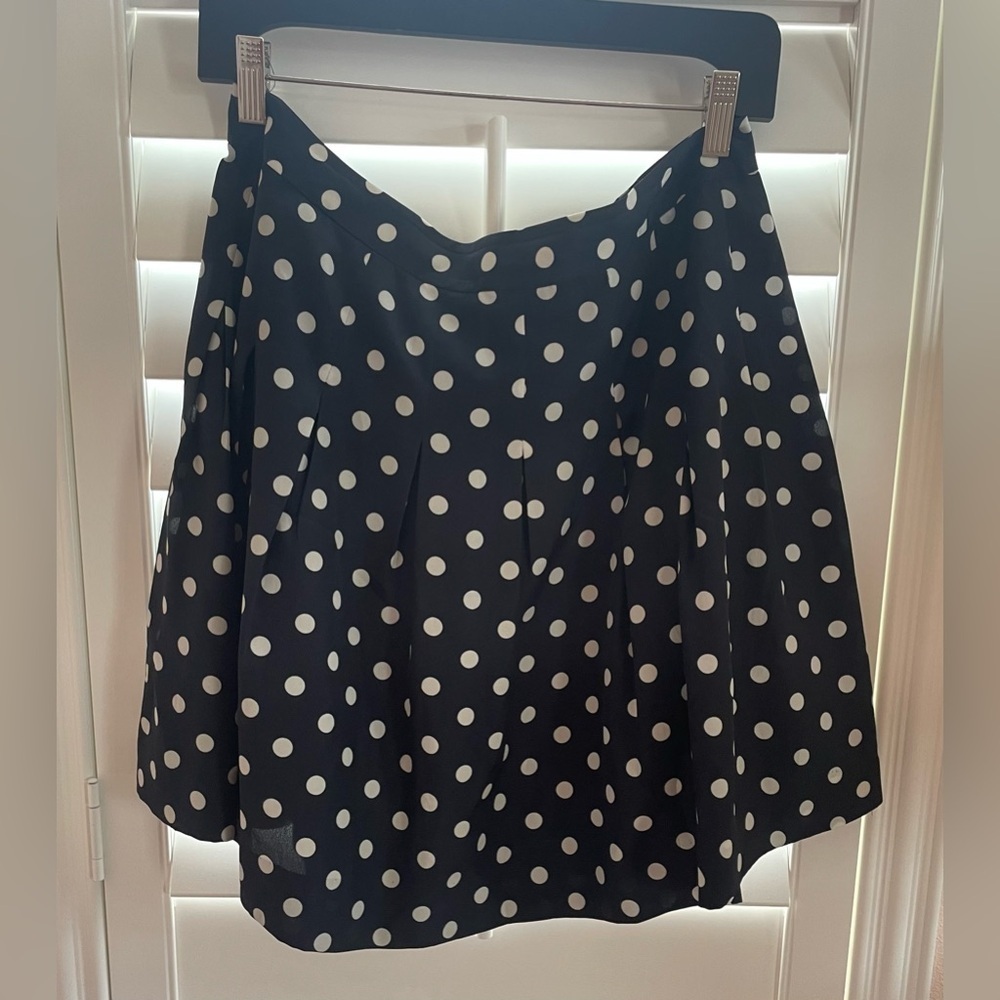 J. Crew Navy Polka Dot A-Line Skirt Knee-Length Casual EUC